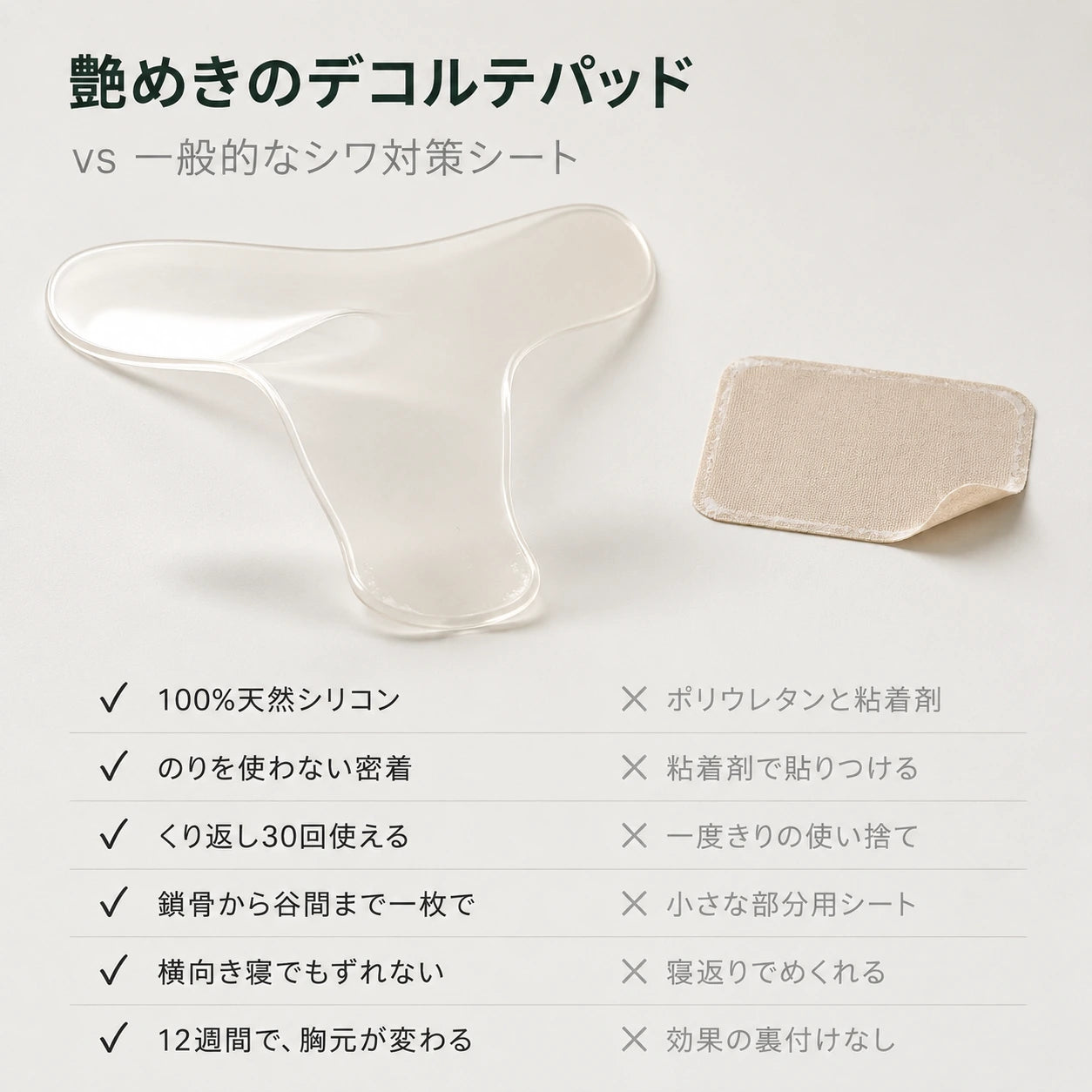 寝ジワ対策 デコルテ用シリコーンパッド ― 100%天然シリコン