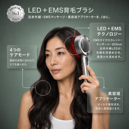 プロ仕様 LED＋EMS育毛ブラシ — 抜け毛・薄毛のための頭皮マッサージャー