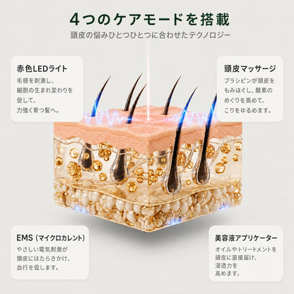 プロ仕様 LED＋EMS育毛ブラシ — 抜け毛・薄毛のための頭皮マッサージャー