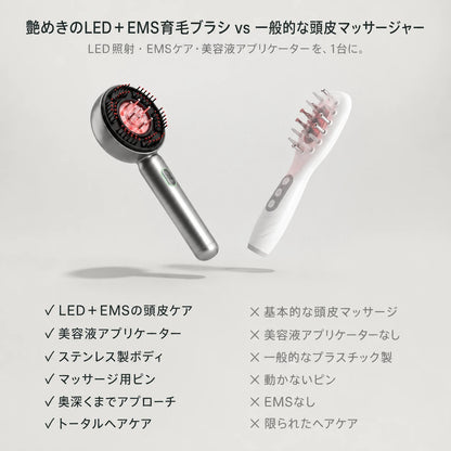 プロ仕様 LED＋EMS育毛ブラシ — 抜け毛・薄毛のための頭皮マッサージャー