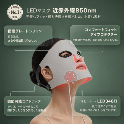 プロ仕様 LED美顔マスク — 赤色光と850nm近赤外線の光ケア