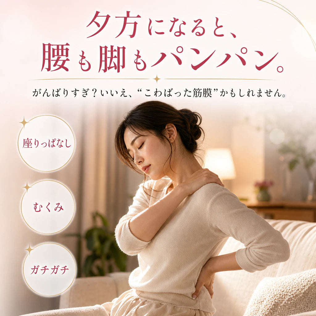 ファシアリング本体とストラップの寸法（13.5×14.5cm・140cm）と仕様