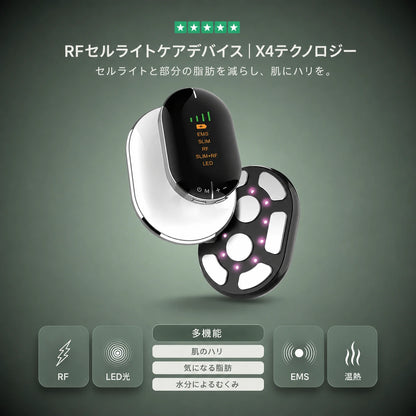 X4セルライトケアデバイス — EMS・SLIM・RF・SLIM+RFの4ケアモード
